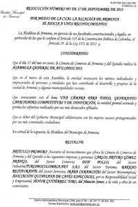 Reconocimiento Alcaldia de Armenia