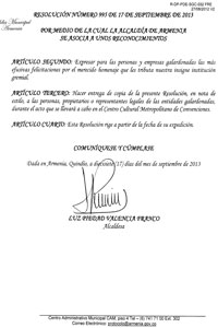 Reconocimiento Alcaldia de Armenia